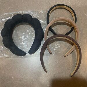 Assorted Unused Headbands Brown, 2 Black and Tan